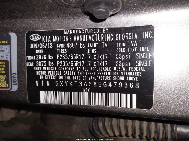 5XYKT3A68EG479368 KIA SORENTO LX