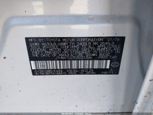 2016 LEXUS IS 200T JTHBA1D23G5021346 Photo 8