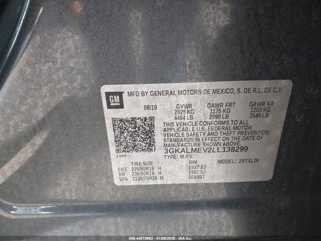 3GKALMEV2LL138299 GMC Terrain Fwd Sle