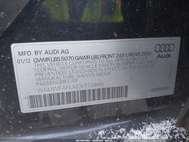 2012 AUDI A4 WAUWFAFLXCA112896 Photo 8