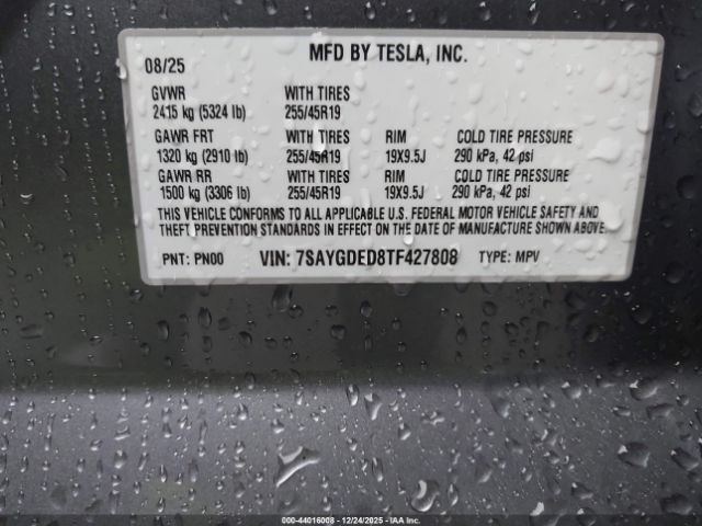 2026 TESLA MODEL Y 7SAYGDED8TF427808 Photo 8