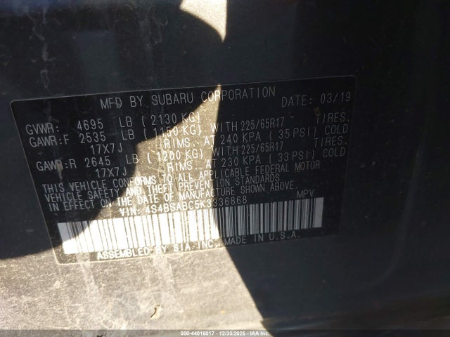 2019 SUBARU OUTBACK 4S4BSABC5K3336868 Photo 8