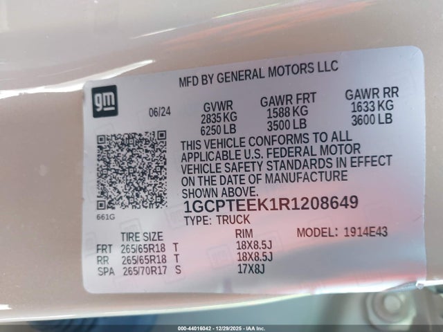 1GCPTEEK1R1208649 Chevrolet Colorado 4wd Trail Boss