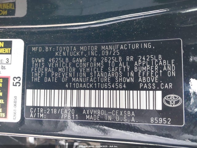 Toyota Camry Nightshade 2026 4T1DAACK1TU654564 Image 9