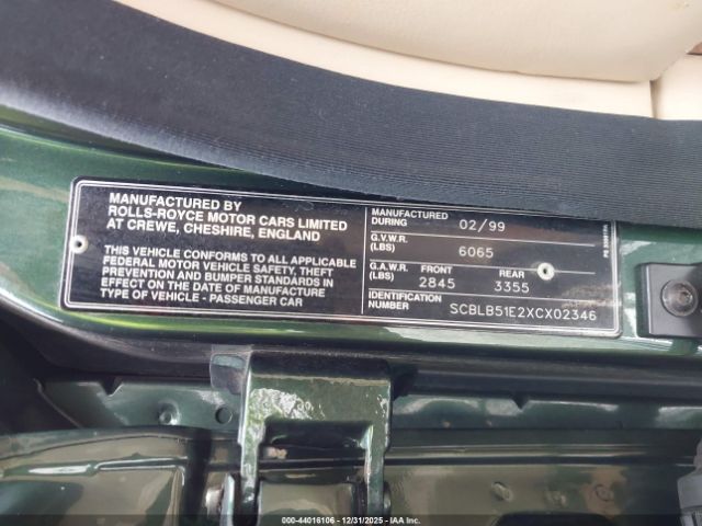 1999 BENTLEY ARNAGE SCBLB51E2XCX02346 Photo 8