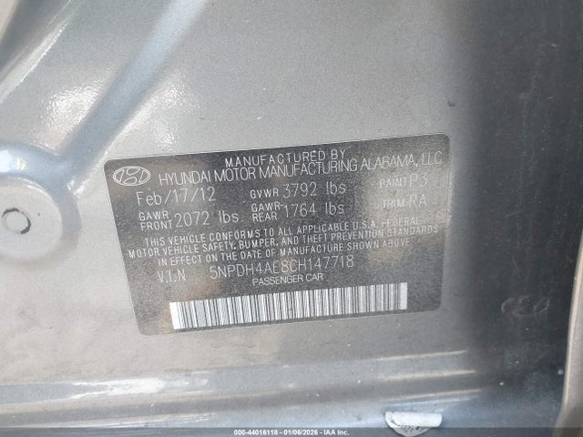 2012 HYUNDAI ELANTRA 5NPDH4AE8CH147718 Photo 8