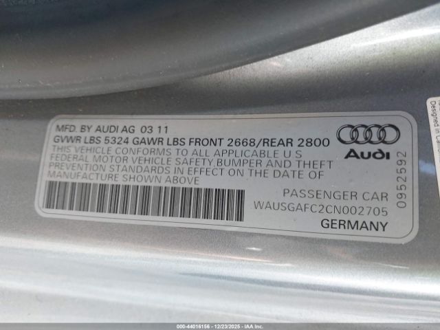 2012 AUDI A7 WAUSGAFC2CN002705 Photo 8