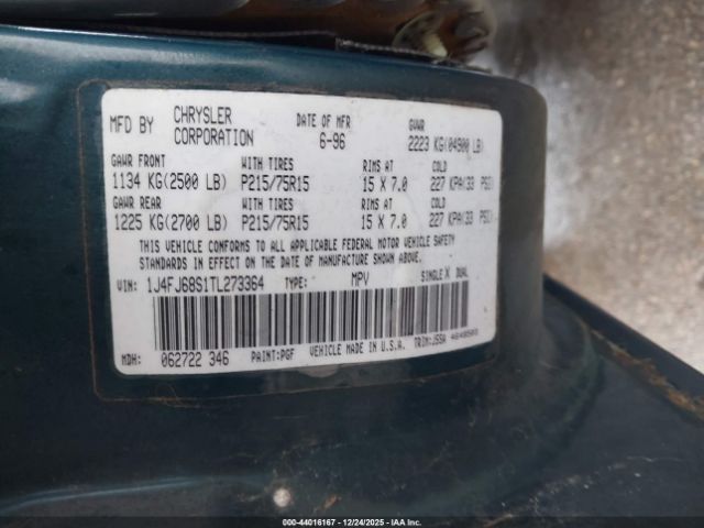 1996 JEEP CHEROKEE 1J4FJ68S1TL273364 Photo 8