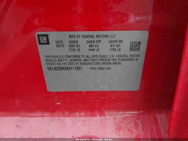 1G1JC5SH3E4111551 Chevrolet Sonic Lt Auto