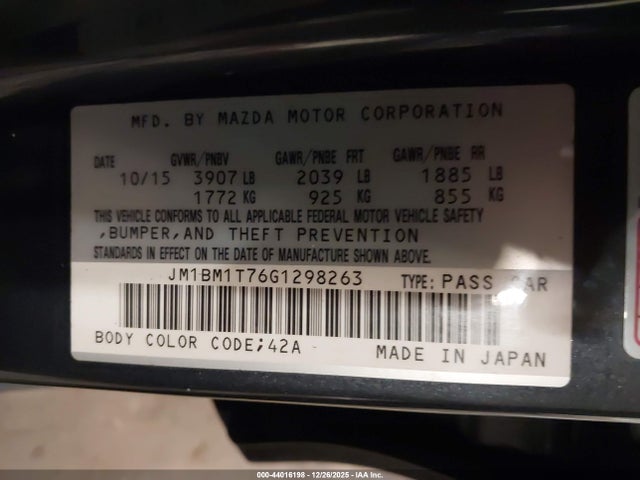 JM1BM1T76G1298263 Mazda Mazda3 I Sport