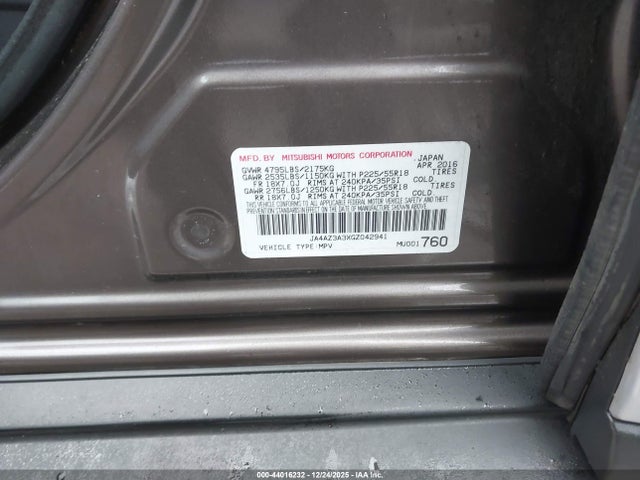 2016 MITSUBISHI OUTLANDER JA4AZ3A3XGZ042941 Photo 8