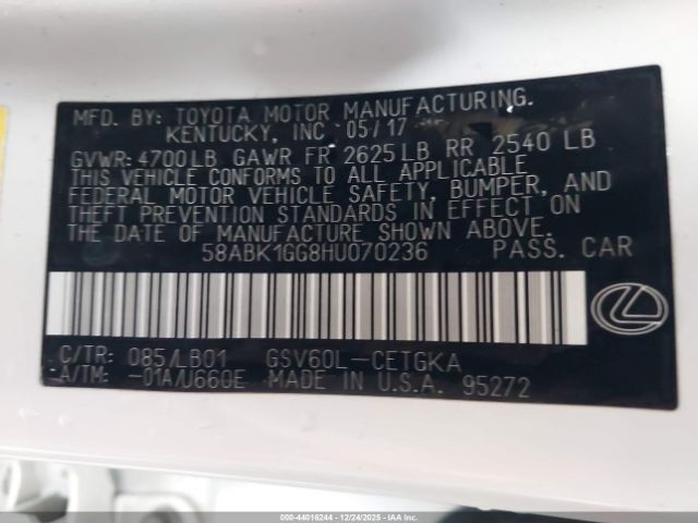 2017 LEXUS ES 350 58ABK1GG8HU070236 Photo 8