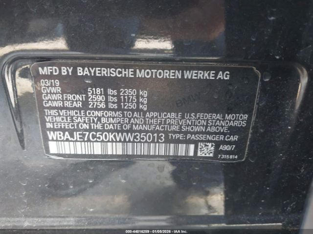 2019 BMW 540I WBAJE7C50KWW35013 Photo 8