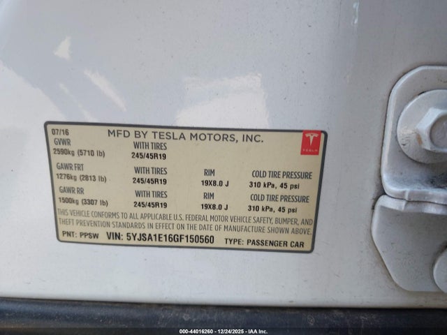Tesla Model S 60/70/75/85 2016 5YJSA1E16GF150560 Image 7