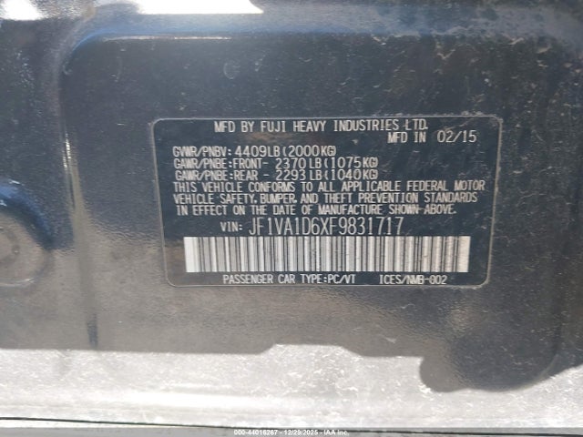 JF1VA1D6XF9831717 Subaru Wrx Premium