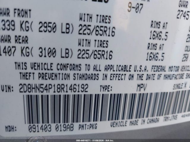 2008 DODGE GRAND CARAVAN 2D8HN54P18R146192 Photo 8