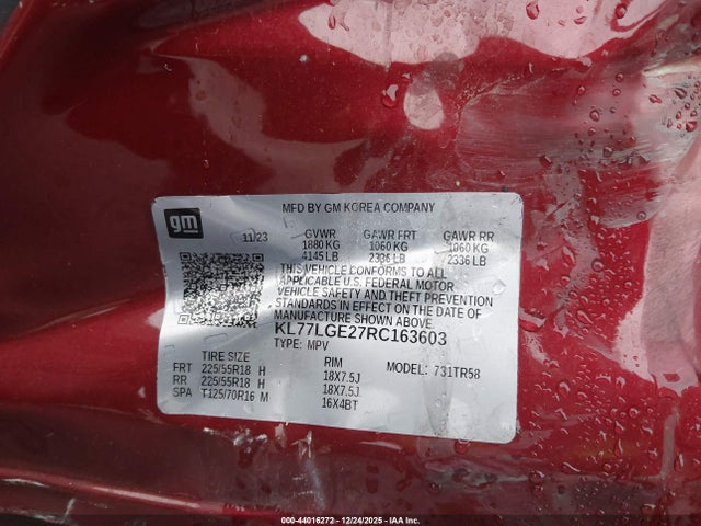 KL77LGE27RC163603 Chevrolet Trax Fwd 1rs