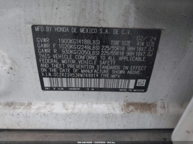 2024 HONDA HR-V 3CZRZ2H53RM769914 Photo 8