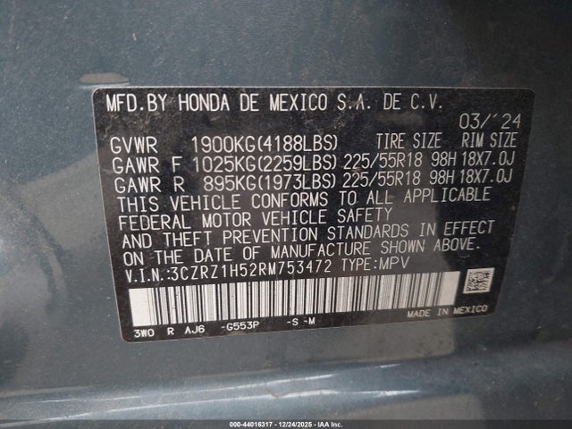 2024 HONDA HR-V 3CZRZ1H52RM753472 Photo 8