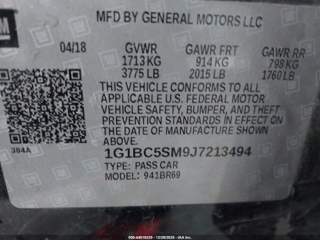 1G1BC5SM9J7213494 Chevrolet Cruze Ls Auto