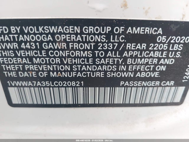 1VWWA7A35LC020821 Volkswagen Passat 2.0t Se