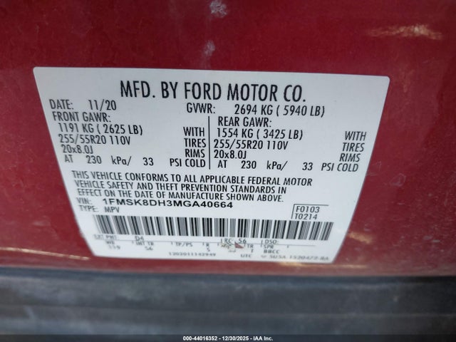 2021 FORD EXPLORER 1FMSK8DH3MGA40664 Photo 8