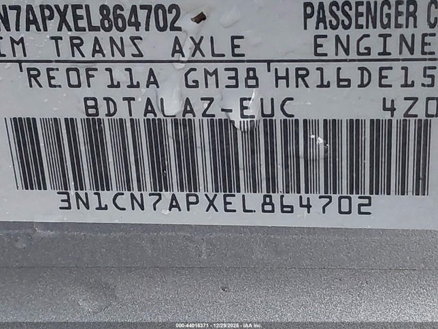 3N1CN7APXEL864702 Nissan Versa 1.6 S+