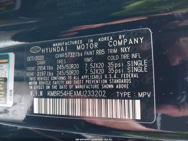 KM8R54HEXMU233202 Hyundai Palisade Limited