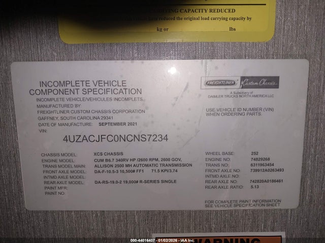Freightliner Chassis Xc 2022 4UZACJFC0NCNS7234 Image 9