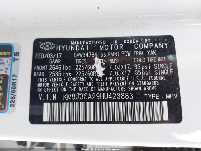 2017 HYUNDAI TUCSON KM8J3CA29HU423883 Photo 8
