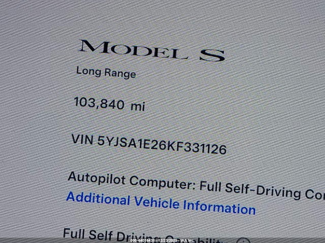 Tesla Model S 100d/75d/long Range/standard Range 2019 5YJSA1E26KF331126 Image 14