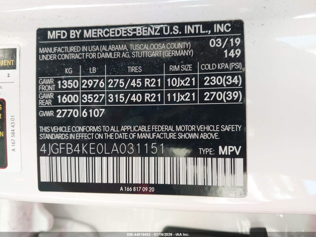 4JGFB4KE0LA031151 Mercedes-Benz Gle 350 4matic