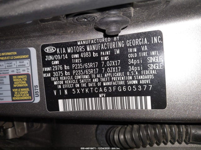 KIA SORENTO LX 2015 5XYKTCA63FG605377 Image 9