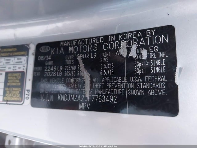 2015 KIA SOUL KNDJN2A20F7763492 Photo 8