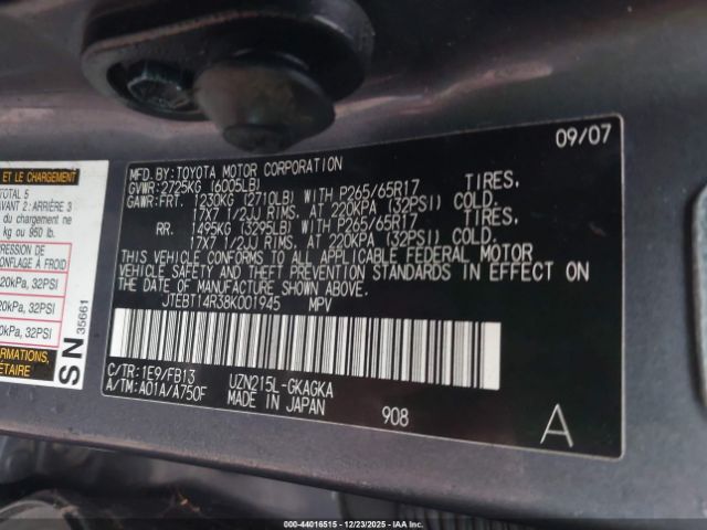 2008 TOYOTA 4RUNNER JTEBT14R38K001945 Photo 8