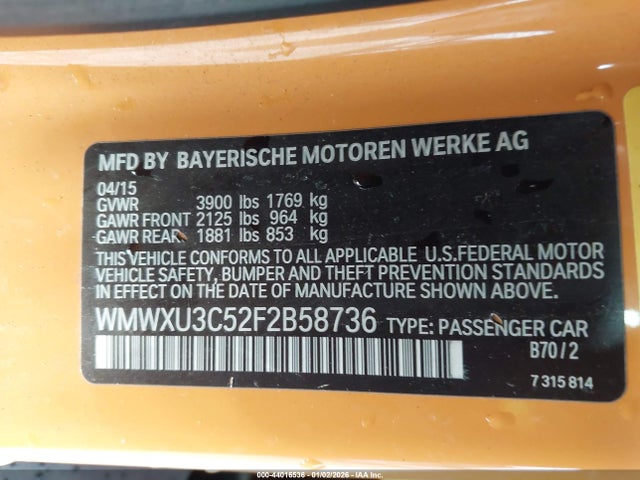 2015 MINI HARDTOP WMWXU3C52F2B58736 Photo 8