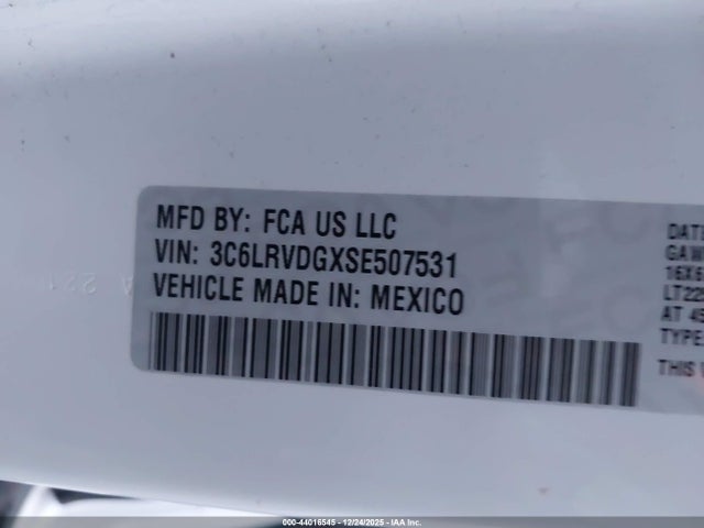 Aukcja sprzedaży 2025 Ram Promaster 2500 Tradesman High Roof 159 Wb W/pass Seat, vin: 3C6LRVDGXSE507531, numer aukcji: 44016545