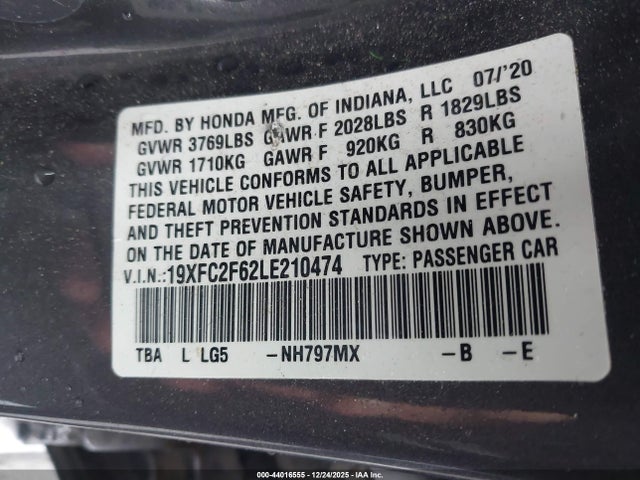 2020 HONDA CIVIC 19XFC2F62LE210474 Photo 8