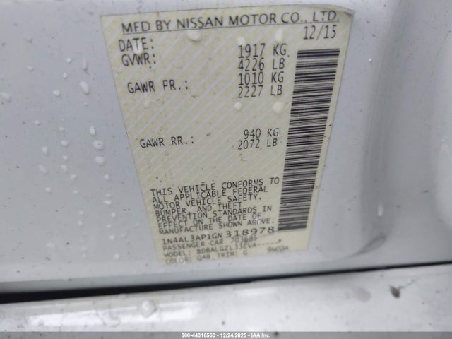 1N4AL3AP1GN318978 Nissan Altima 2.5 S