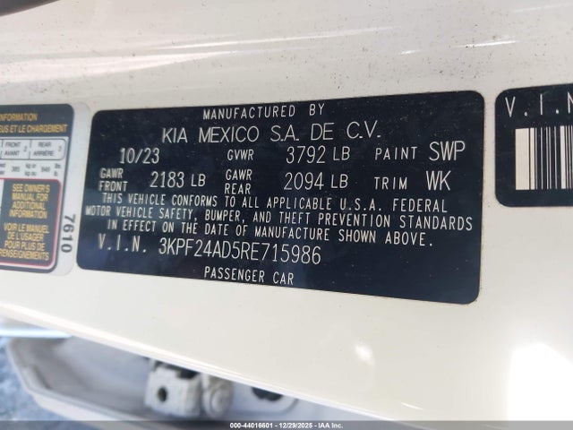 3KPF24AD5RE715986 KIA Forte Lxs