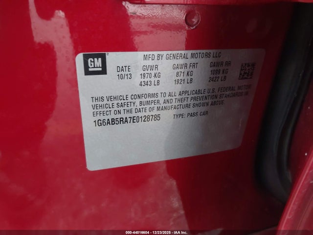 Продажа на аукционе авто 2014 Cadillac Ats Luxury, vin: 1G6AB5RA7E0128785, номер лота: 44016604