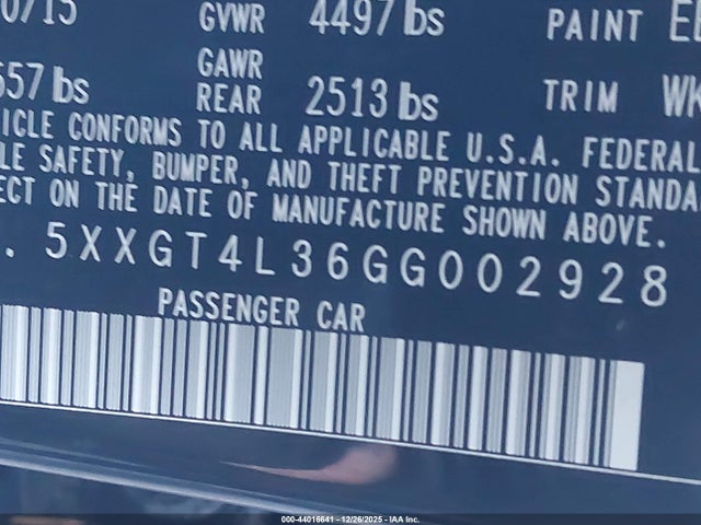5XXGT4L36GG002928 KIA Optima Lx