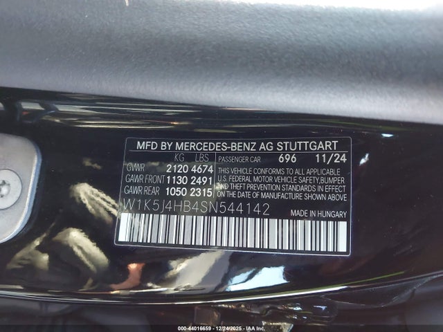Продажа на аукционе авто 2025 Mercedes-benz Cla 250 Coupe 4matic, vin: W1K5J4HB4SN544142, номер лота: 44016659