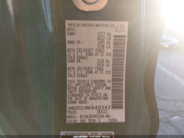 2022 NISSAN FRONTIER 1N6ED1CL9NN649342 Photo 8