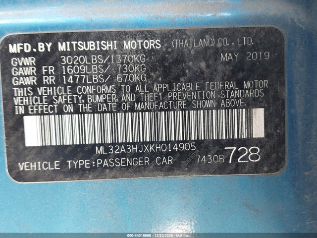ML32A3HJXKH014905 Mitsubishi MIRAGE ES