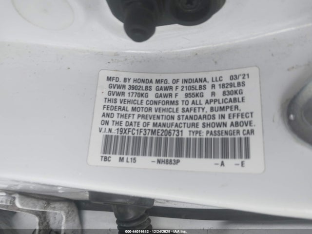 19XFC1F37ME206731 Honda CIVIC EX