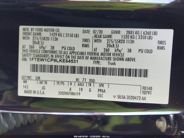 Ford F-150 Xl 2020 1FTEW1CP9LKE64531 Image 9