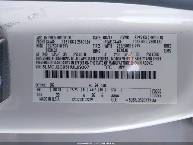 5LMCJ2C95HUL69367 Lincoln MKC SELECT