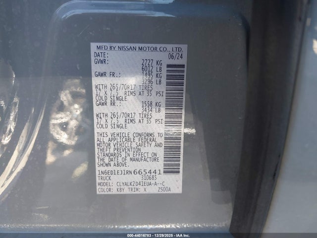 Nissan Frontier Pro-x 4x2 2024 1N6ED1EJ1RN665441 Image 9