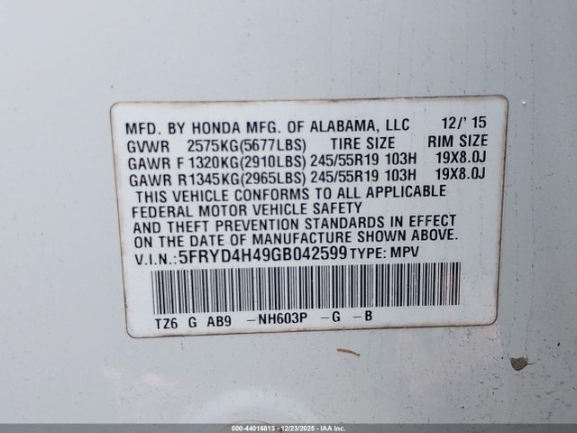 2016 ACURA MDX 5FRYD4H49GB042599 Photo 8